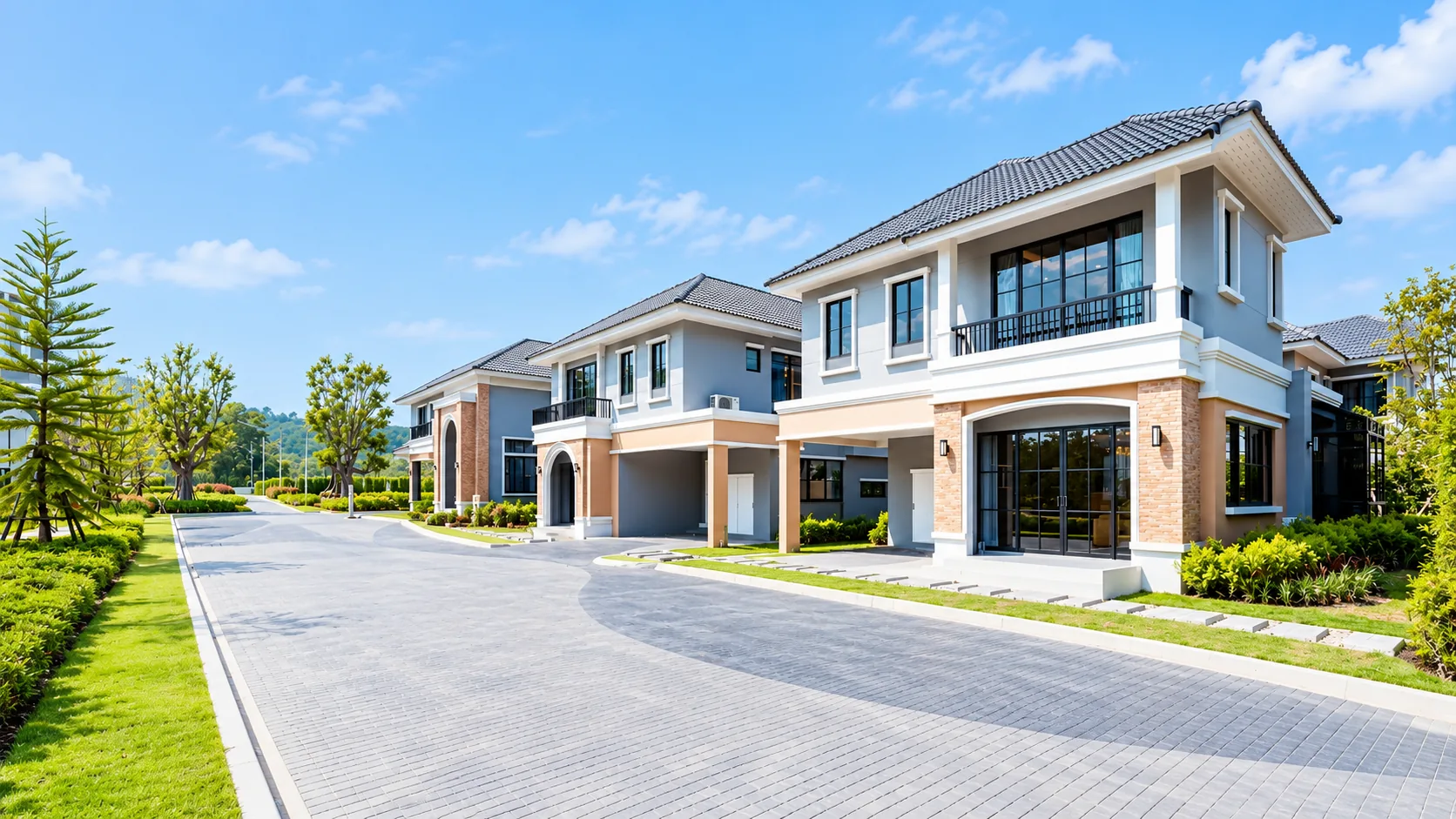 Residential streets at Crown Estate in Koh Kaew, Phuket